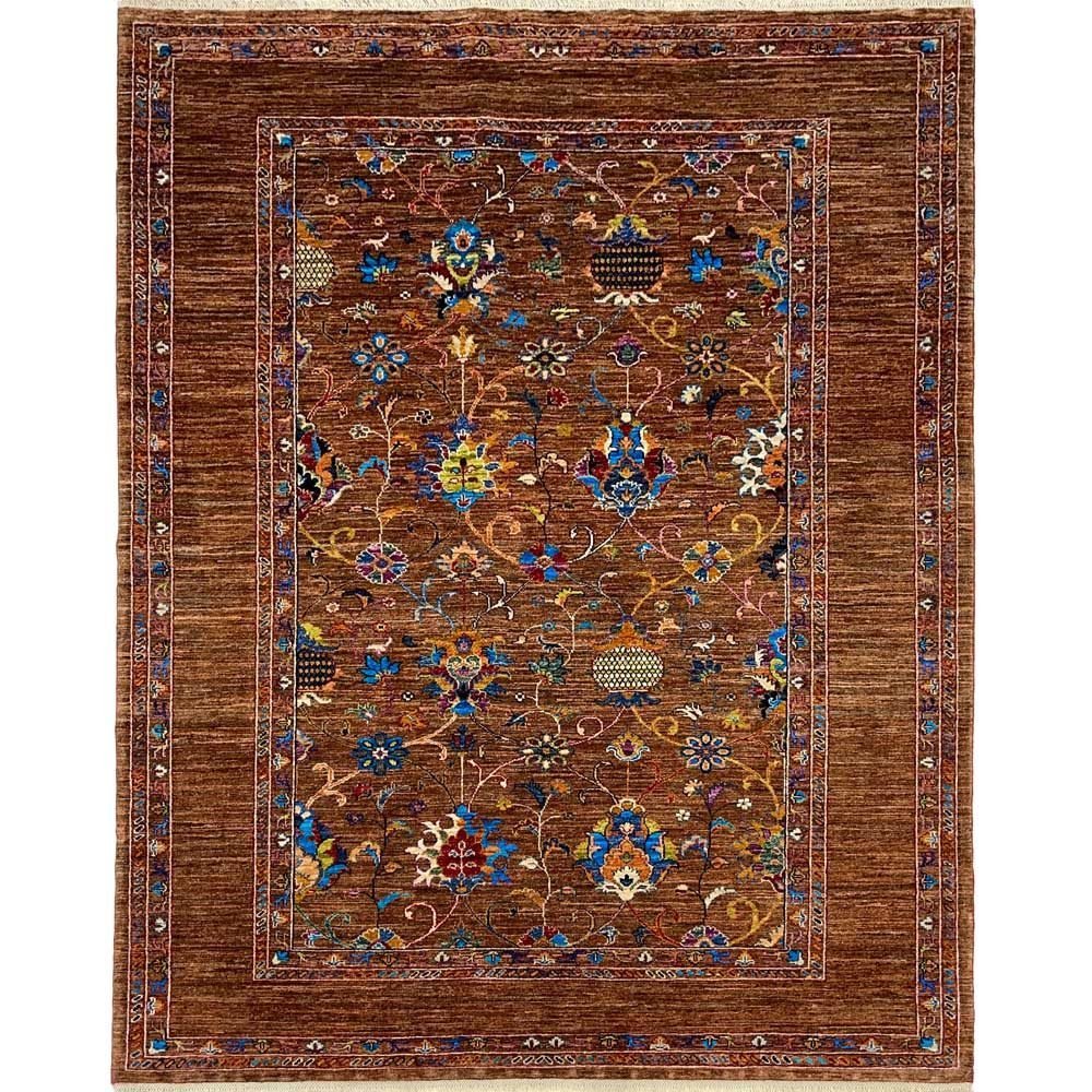 Hand-Woven Afghan Sultani Brown Wool Rug (180x240 cm)