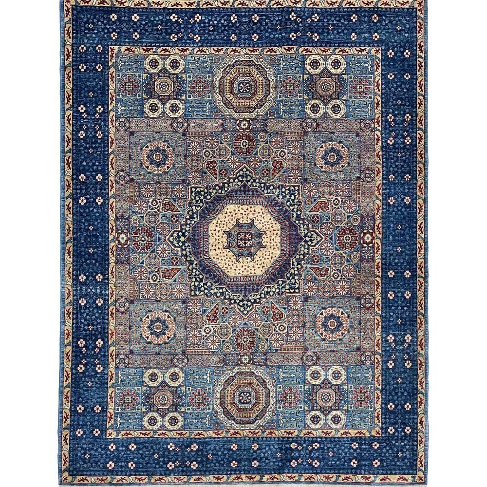 Hand-Woven Blue Mamluk Wool Rug (250x310 cm)
