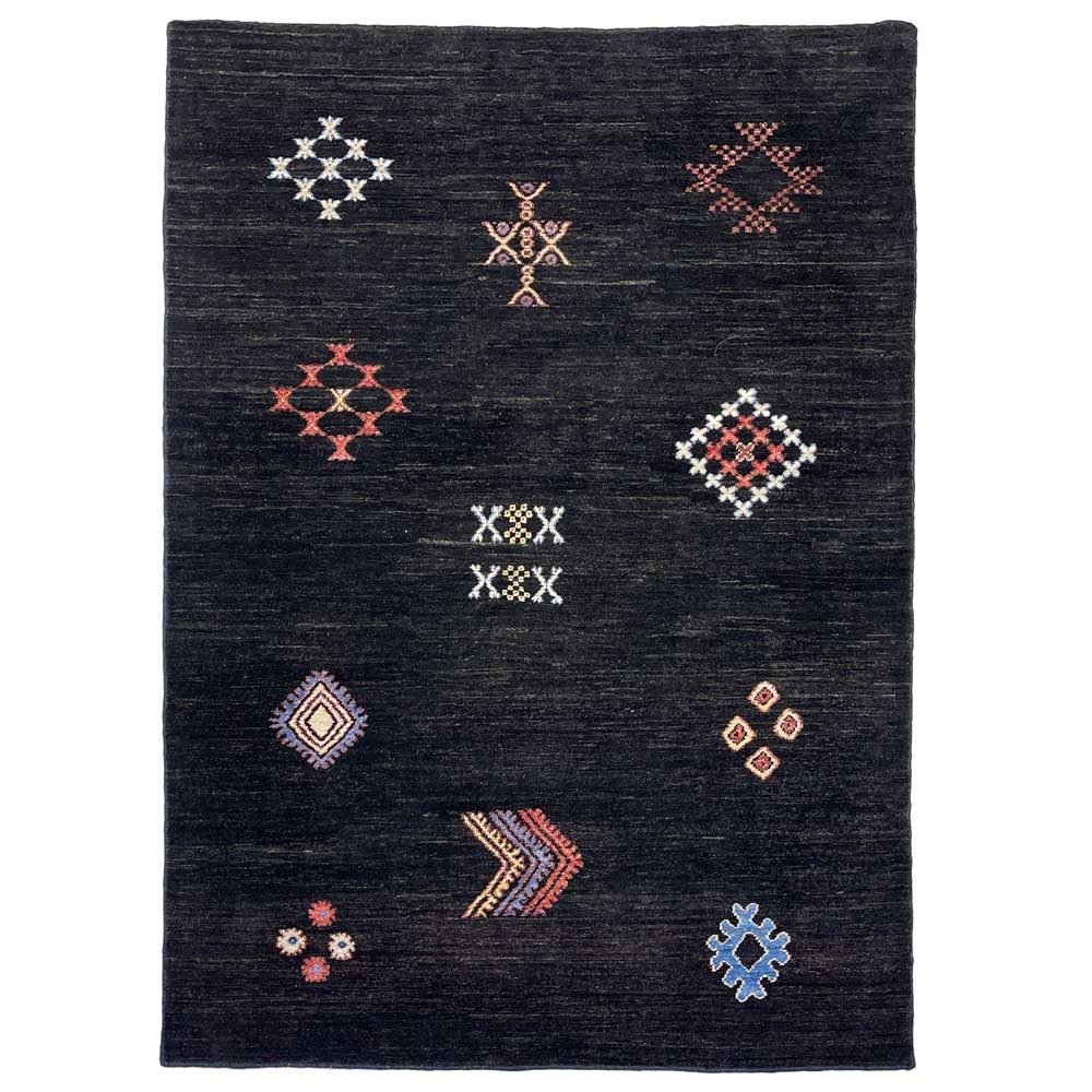 Hand-Woven Black Modern Wool Rug (120x180 cm)
