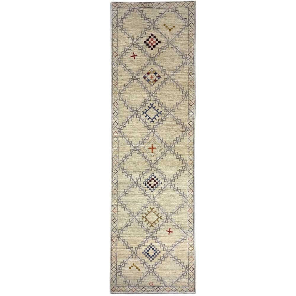 Hand-Woven Cream Modern Wool Runner Rug (75x250 cm)