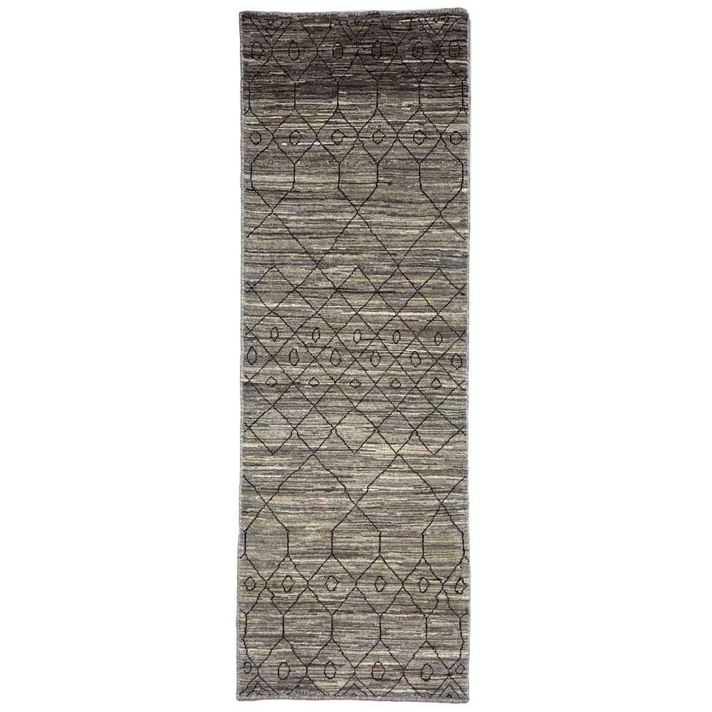 Hand-Woven Grey Scandinavian Wool Runner Rug (60x170 cm)