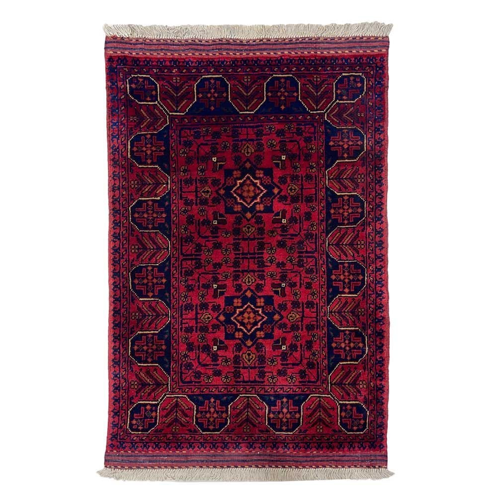 Hand-Woven Small Afghan Khal Mohammadi Wool Rug (60x90 cm)