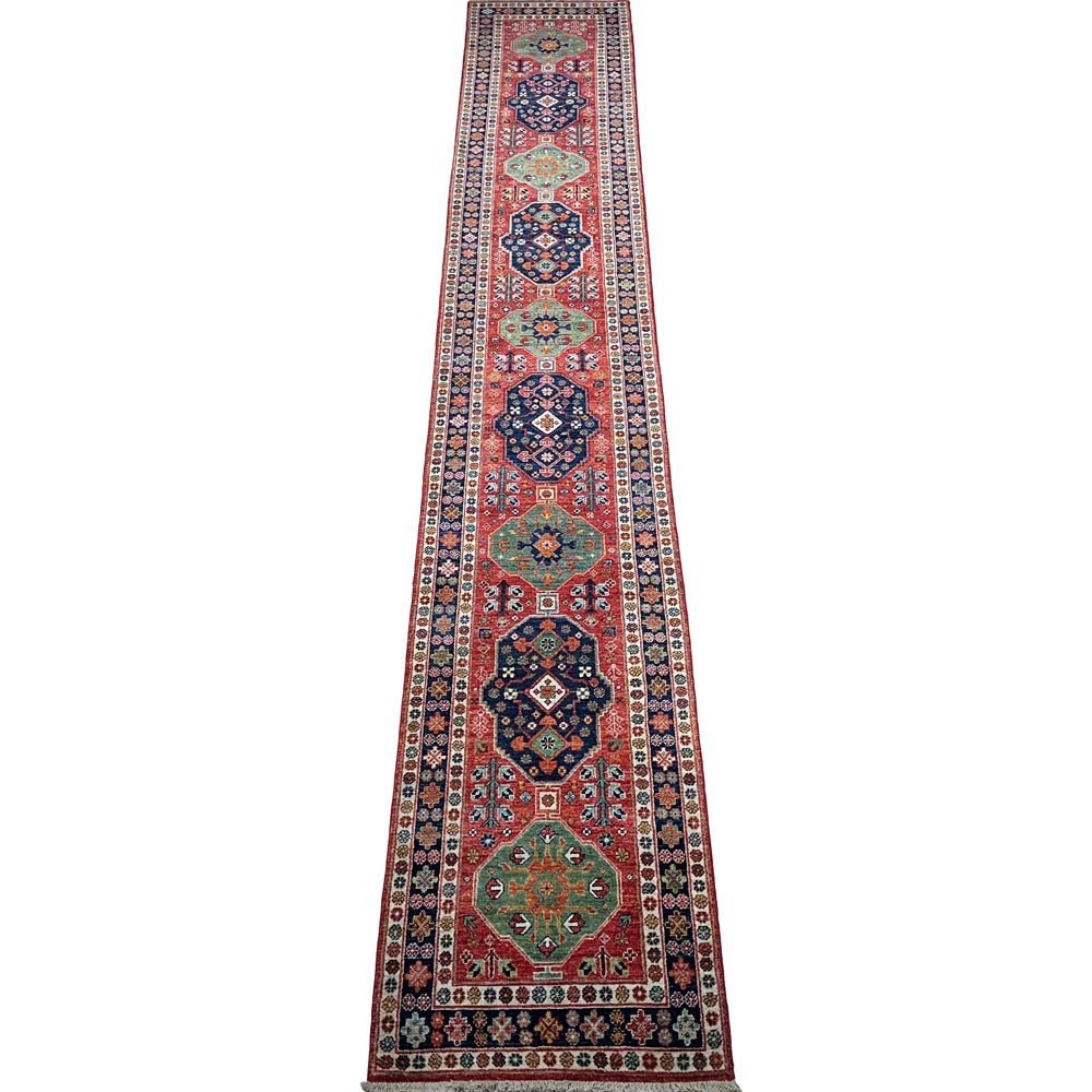 Hand-Woven Afghan Tribal Wool Runner Rug (80x500 cm)
