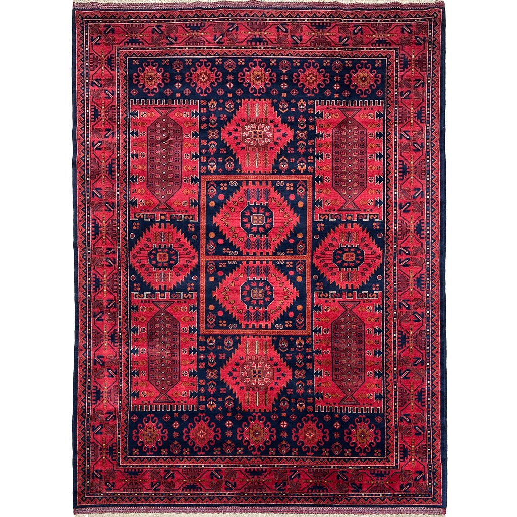 Tapis afghan en laine Veziri tissé à la main (200 x 300 cm)