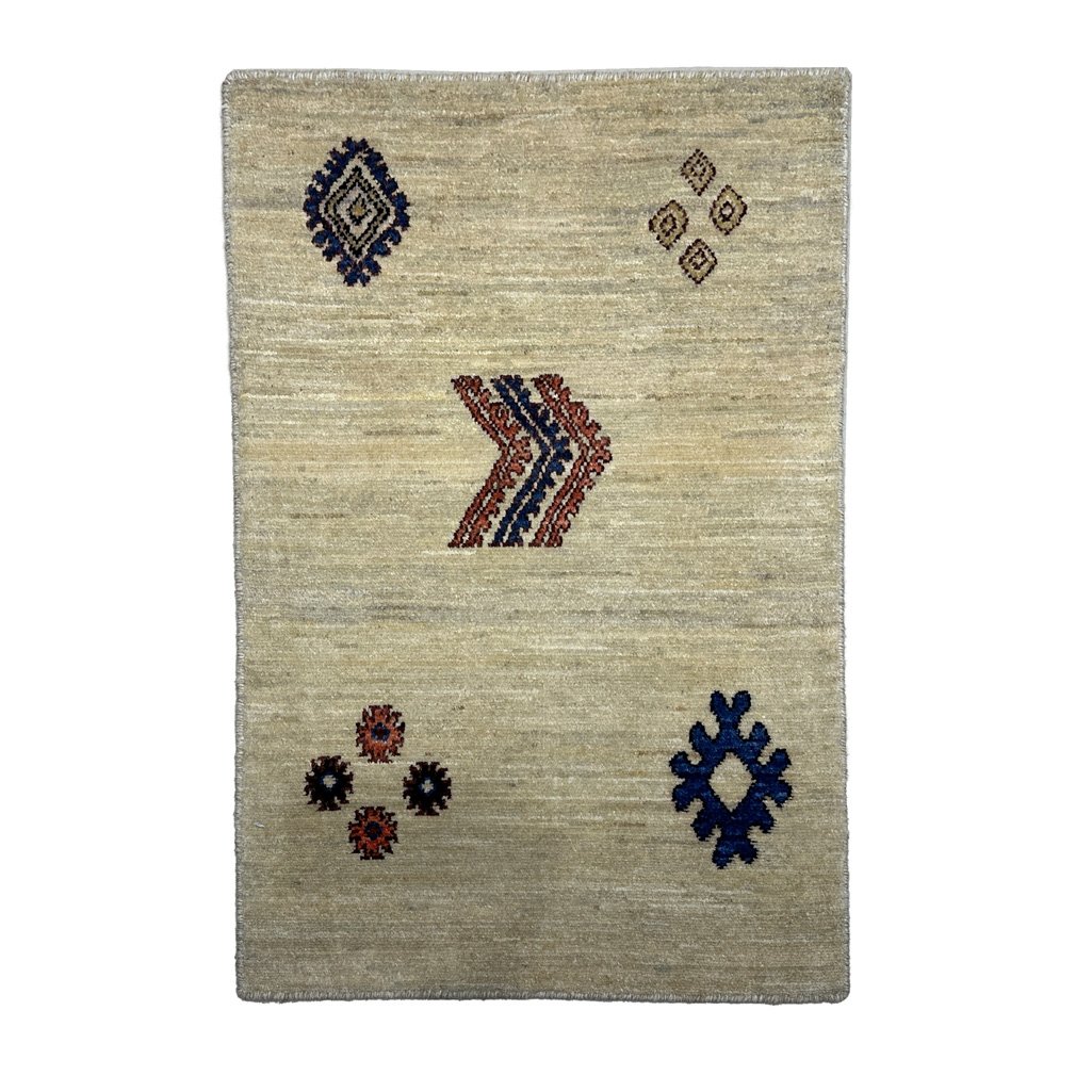 Hand-Woven Beige Modern Wool Rug (60x90 cm)