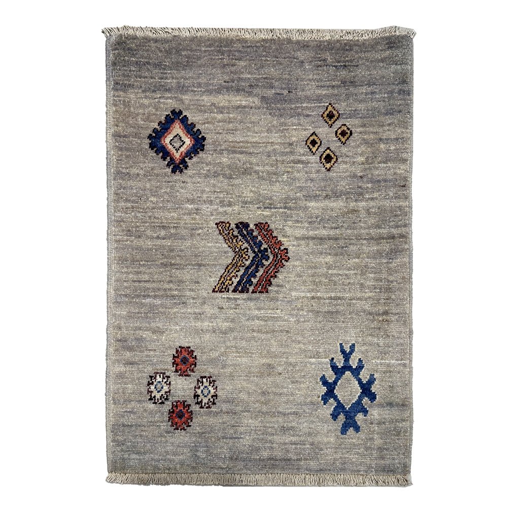 Hand-Woven Grey Modern Wool Rug (60x90 cm)