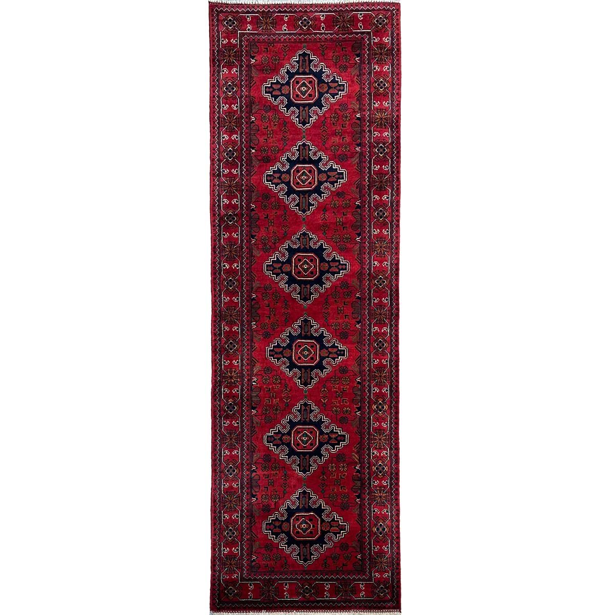 Hand-Woven Afghan Khal Mohammadi Wool Runner Rug (75x260 cm)