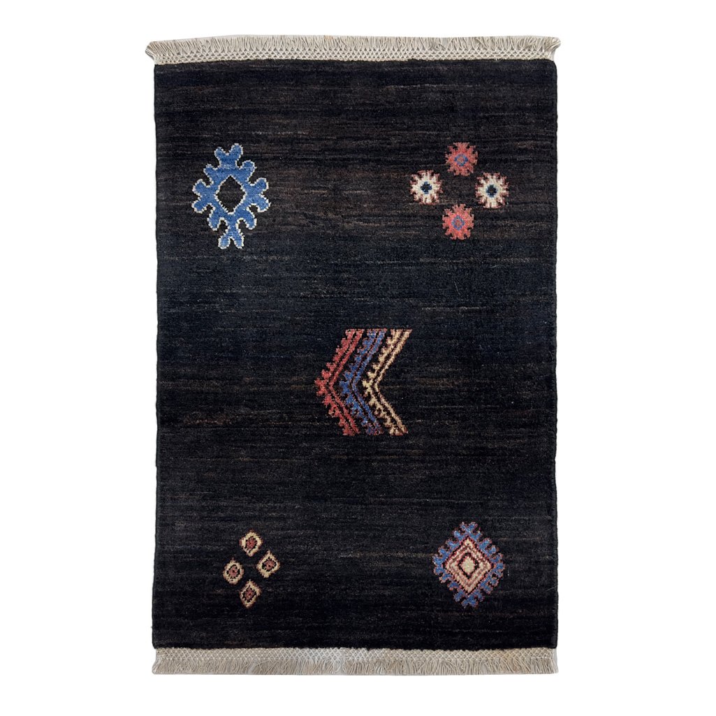 Hand-Woven Black Modern Wool Rug (60x90 cm)