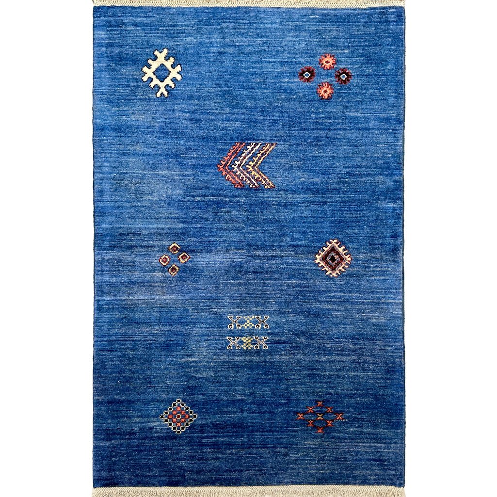 Hand-Woven Blue Modern Wool Rug (90x150 cm)