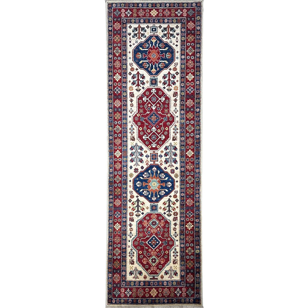 Tapis de passage tribal afghan en laine, tissé à la main (80 x 250 cm)