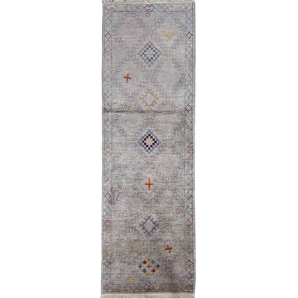 Tapis de passage moderne en laine tissé à la main (60 x 190 cm)