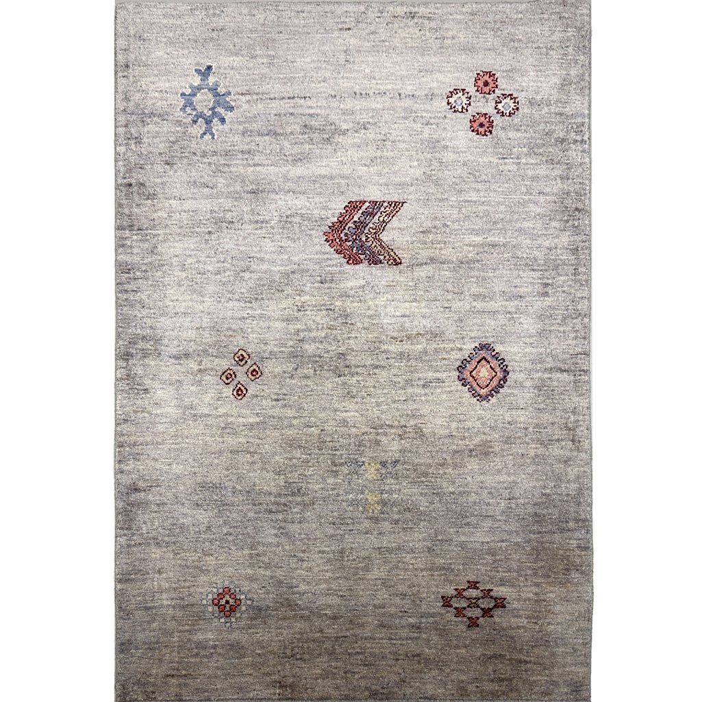 Tapis moderne en laine gris tissé à la main (100 x 150 cm)