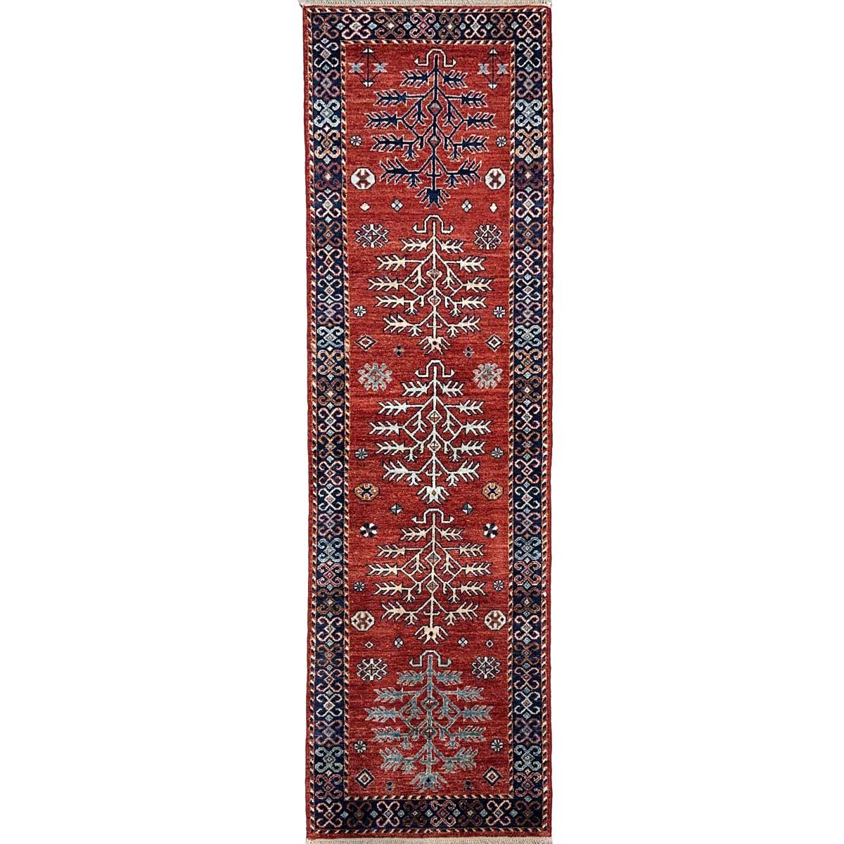 Hand-Woven Red Afghan Tribal Wool Runner Rug (70x250 cm)
