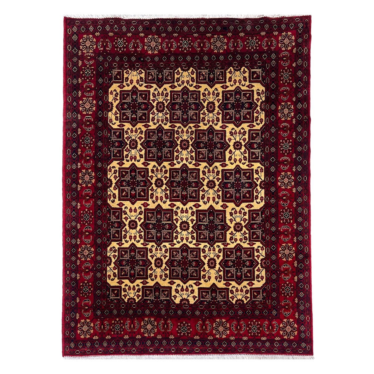 Tapis afghan Bilicik en laine finement tissé à la main (150 x 200 cm)