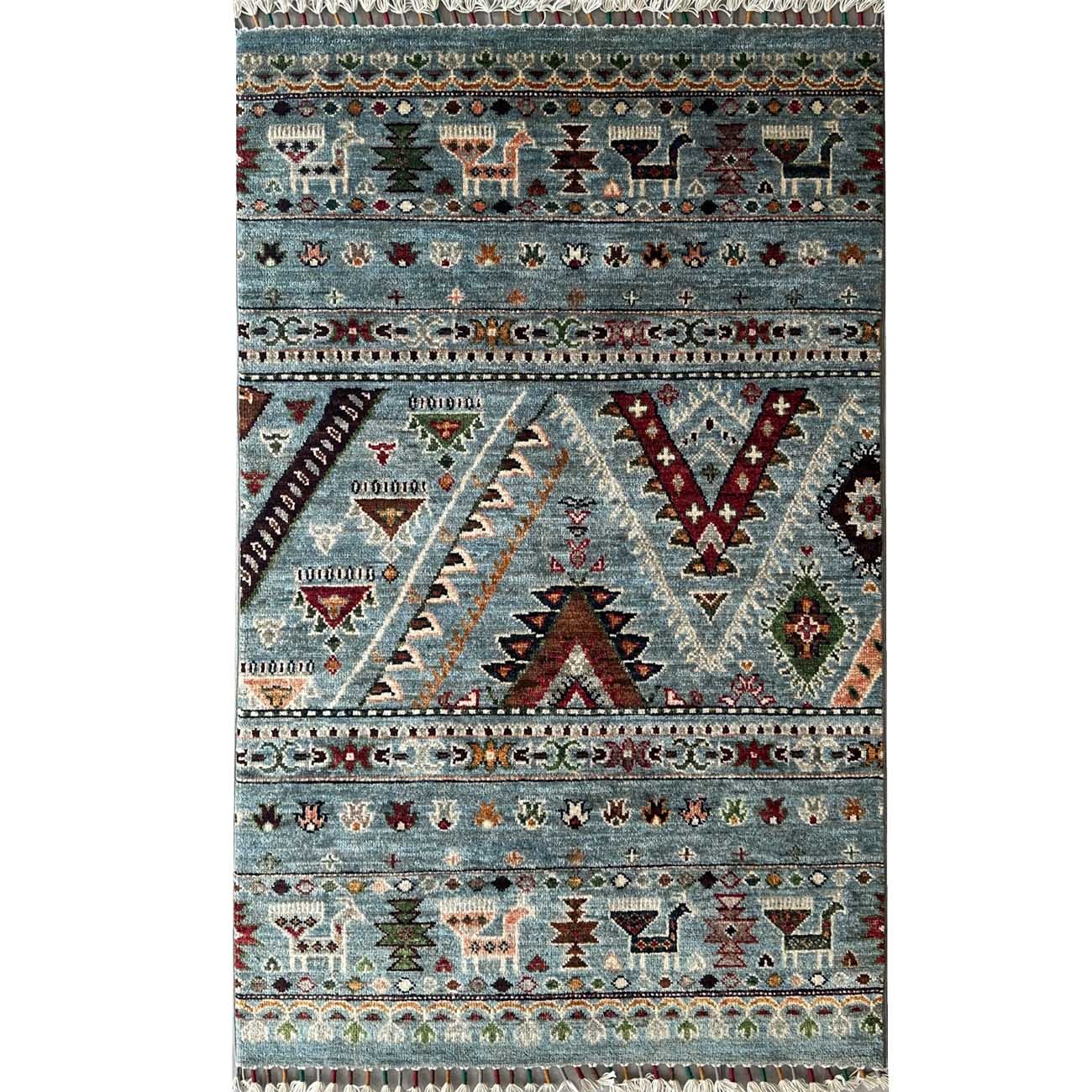 Hand-Woven Bohemian Tribal Wool Rug (80x130 cm)