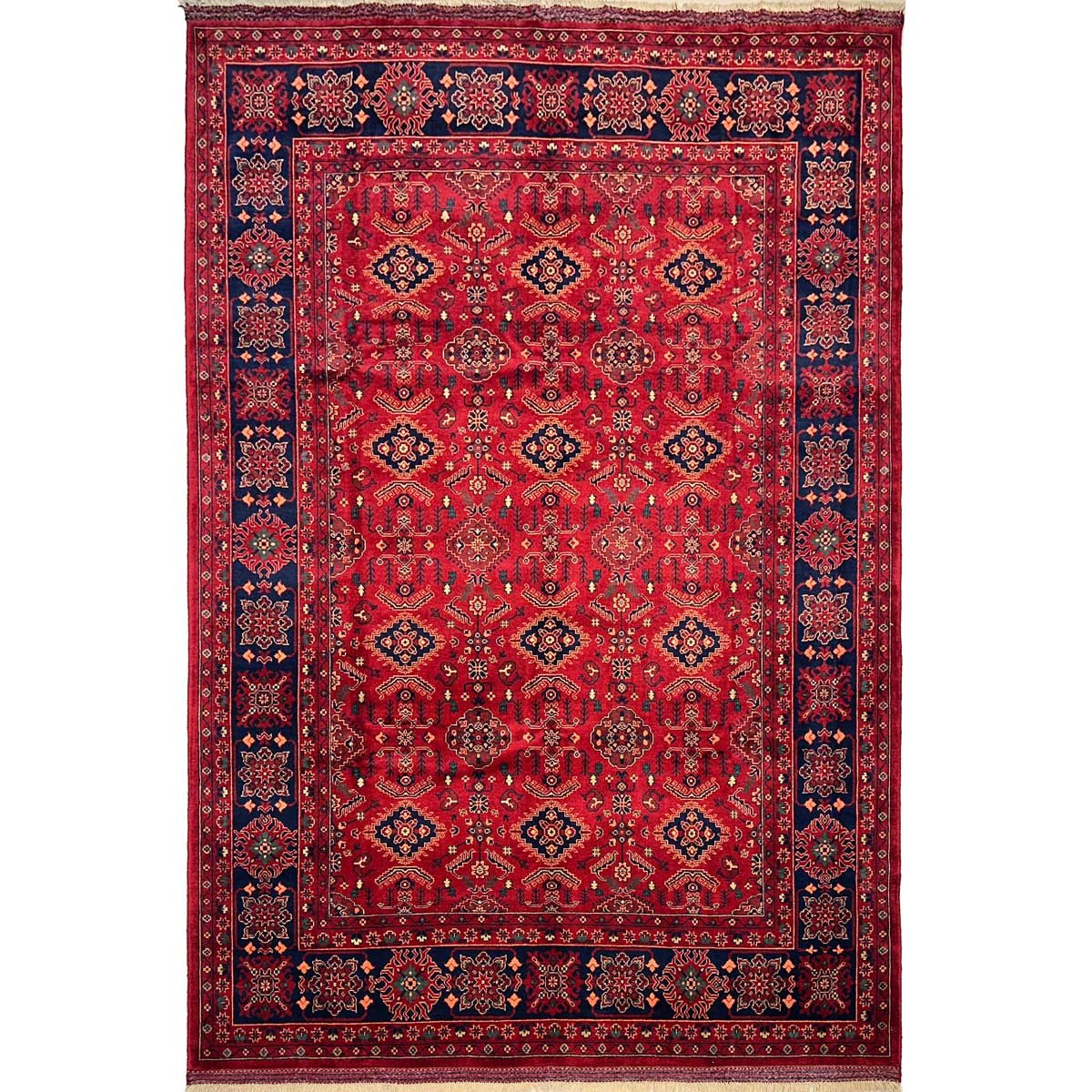 Hand-Woven Afghan Khal Mohammadi Burgundy Wool Rug (200x300 cm)