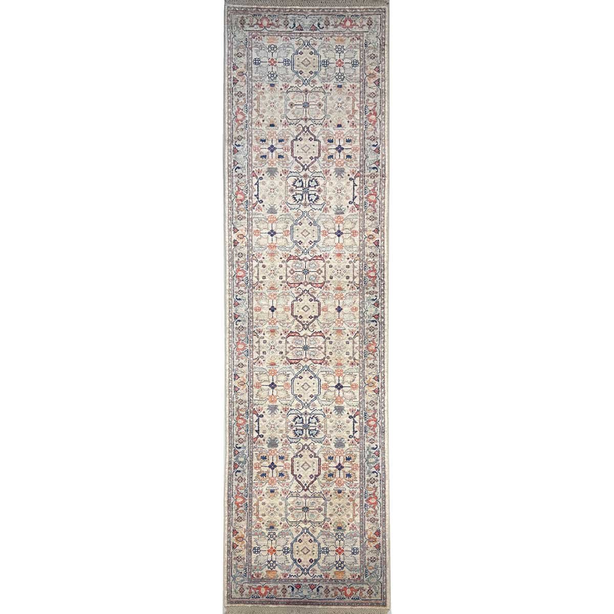 Hand-Woven Oushak Neutral Wool Runner Rug (85x325 cm)