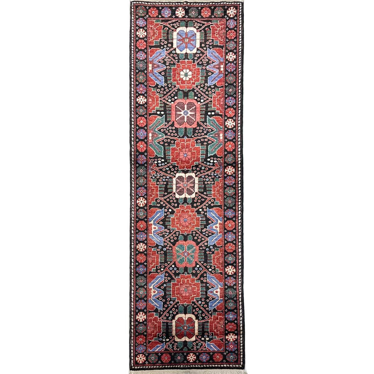 Hand-Woven Bohemian Afghan Tribal Wool Runner Rug (75x240 cm)