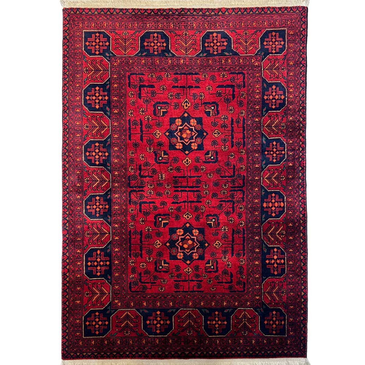 Hand-Woven Afghan Khal Mohammadi Wool Rug (100x150 cm)