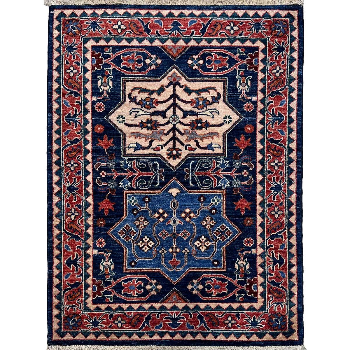 Hand-Woven Afghan Tribal Wool Rug (85x115 cm)