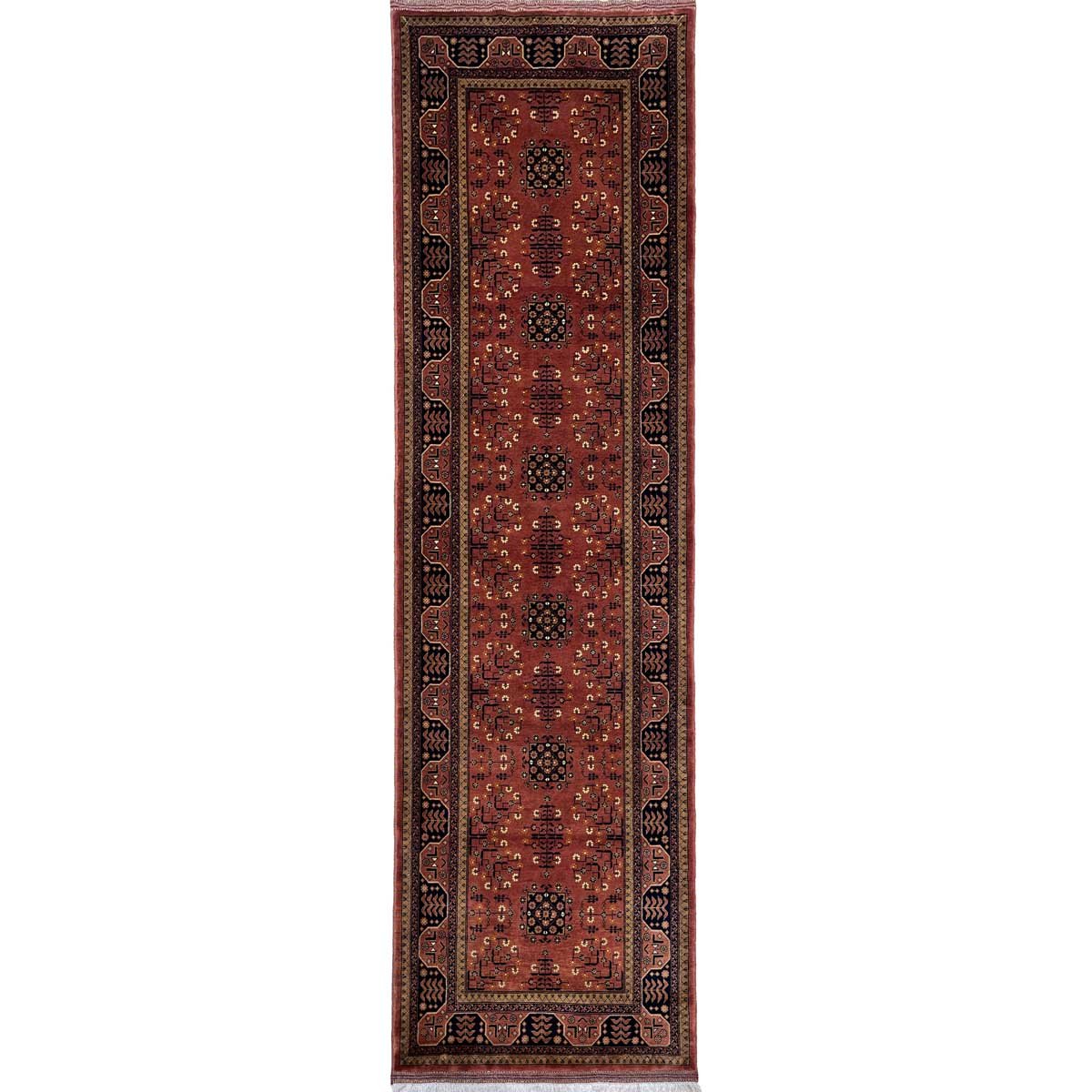 Hand-Woven Bilicik Afghan Wool Brown Runner Rug (95x305 cm)