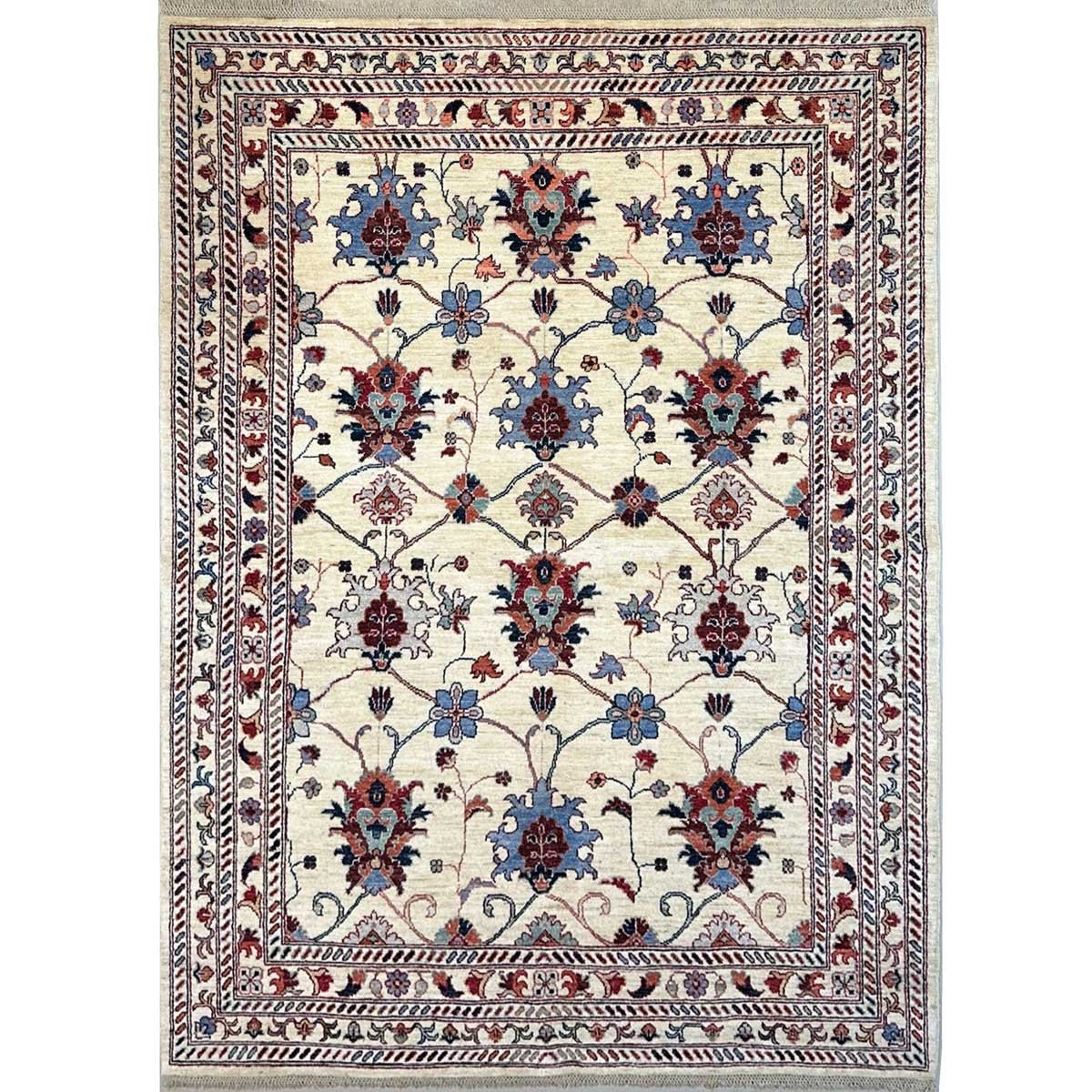 Hand-Woven Afghan Sultani White Wool Rug (174x240 cm)