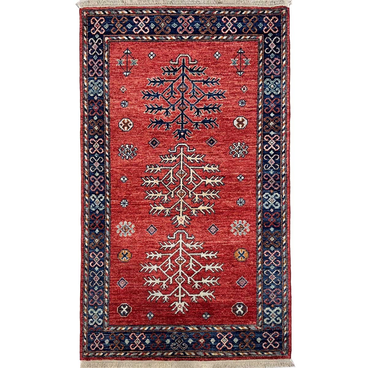 Hand-Woven Red Afghan Tribal Wool Rug (95x155 cm)