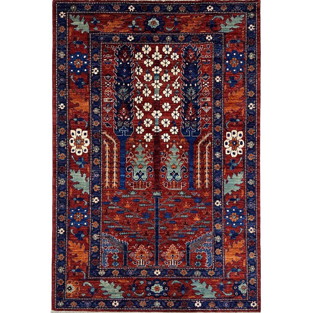 Hand-Woven Tree Motif Afghan Tribal Wool Rug (150x245 cm)
