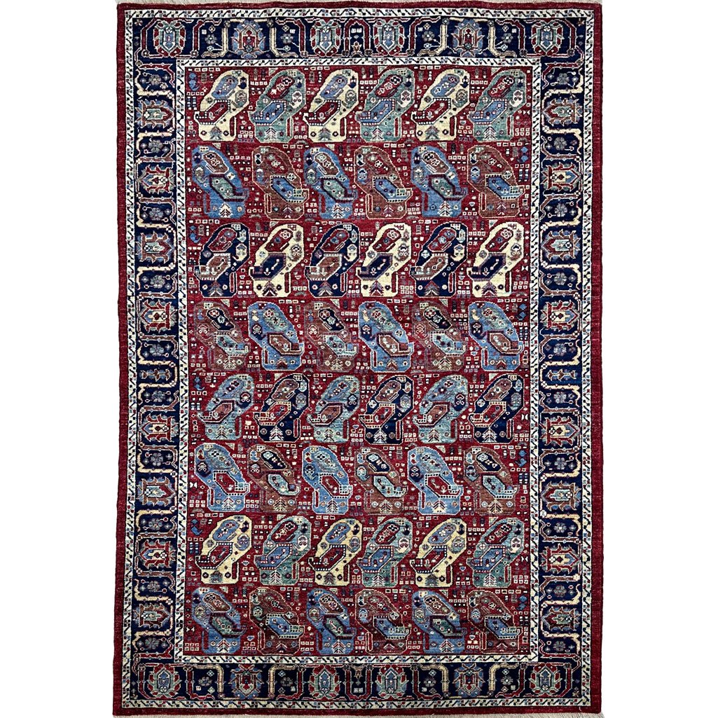 Hand-Woven Burgundy Afghan Tribal Wool Rug (160x250 cm)