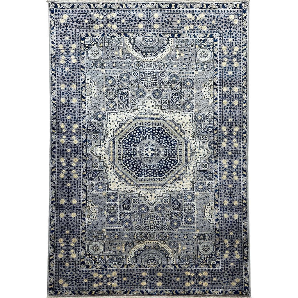 Hand-Woven Blue Mamluk Wool Rug (150x240 cm)