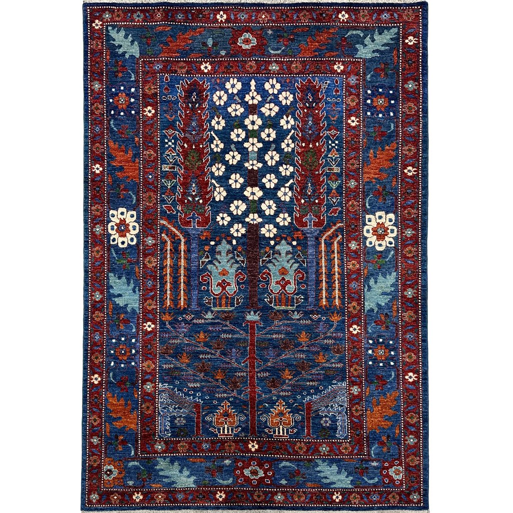 Hand-Woven Tree Motif Afghan Tribal Wool Rug (160x240 cm)