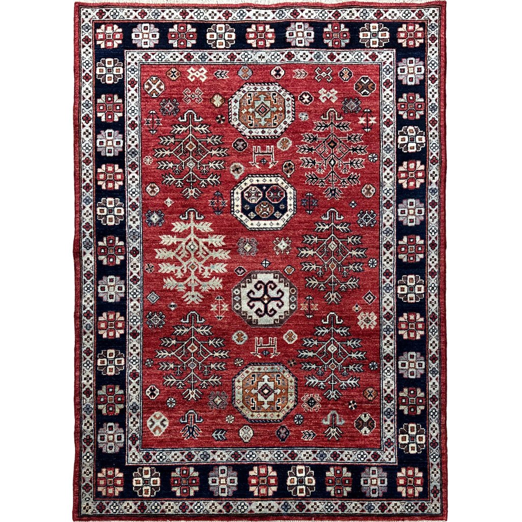 Hand-Woven Red Afghan Tribal Wool Rug (120x180 cm)