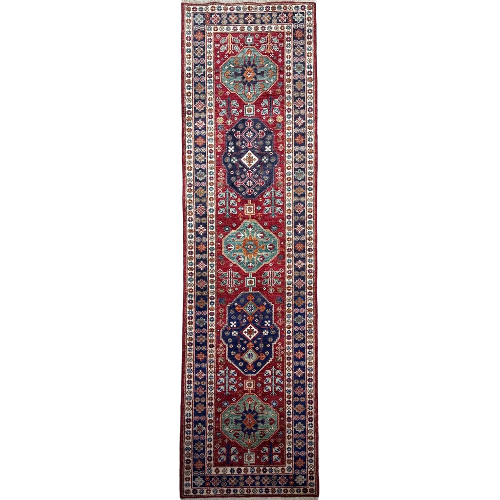 Tapis de passage tribal afghan en laine tissé à la main (85 x 300 cm)