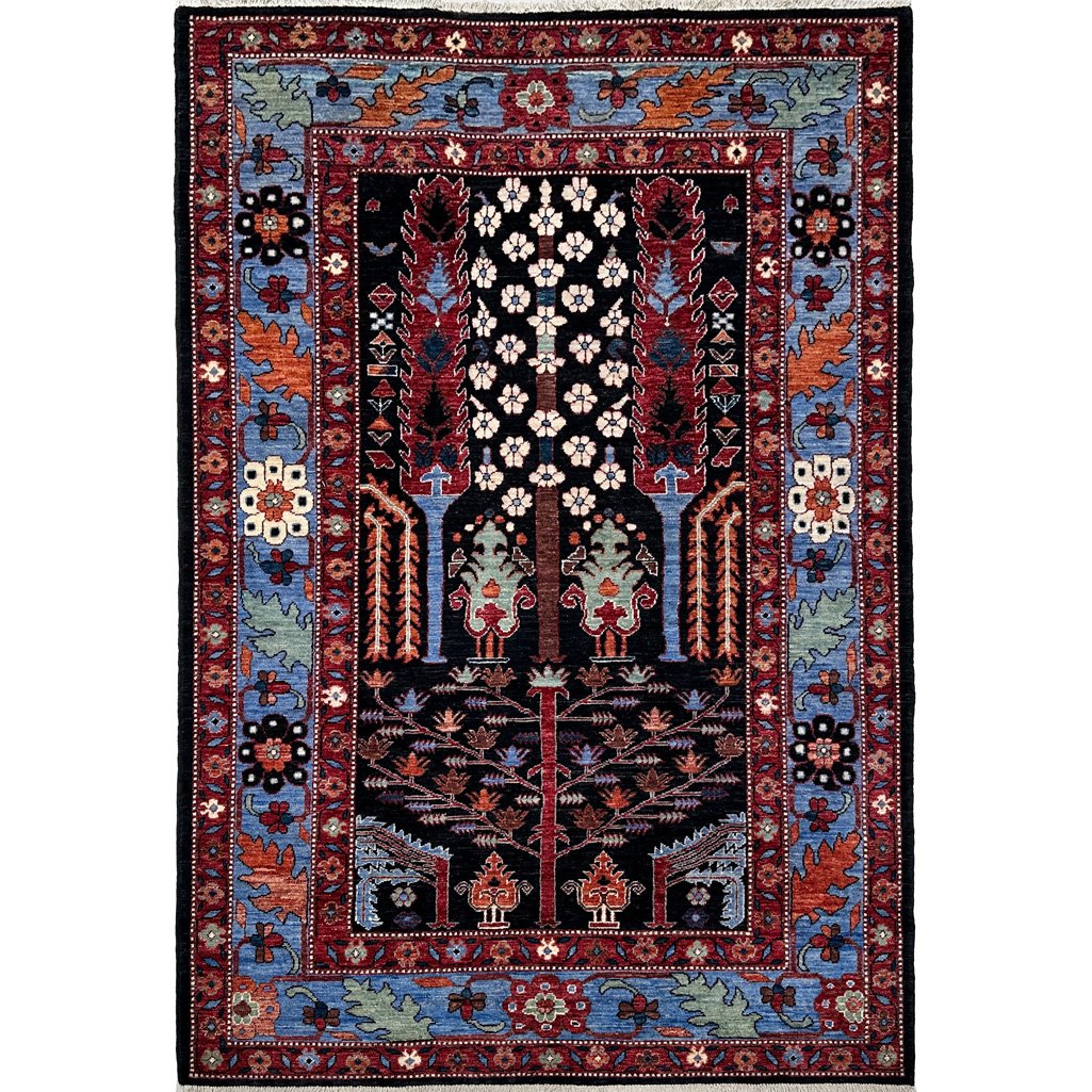 Tapis tribal afghan en laine tissé à la main, motif d'arbre (150 x 240 cm)