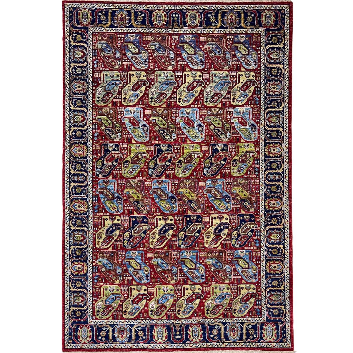 Tapis tribal afghan en laine tissé à la main (150 x 260 cm)