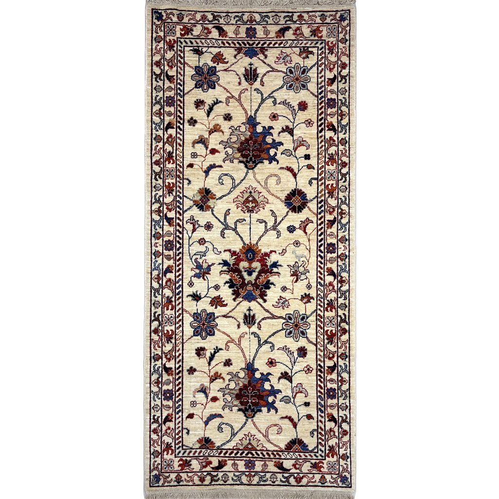 Tapis de passage afghan en laine Sultani tissé à la main (95 x 200 cm)