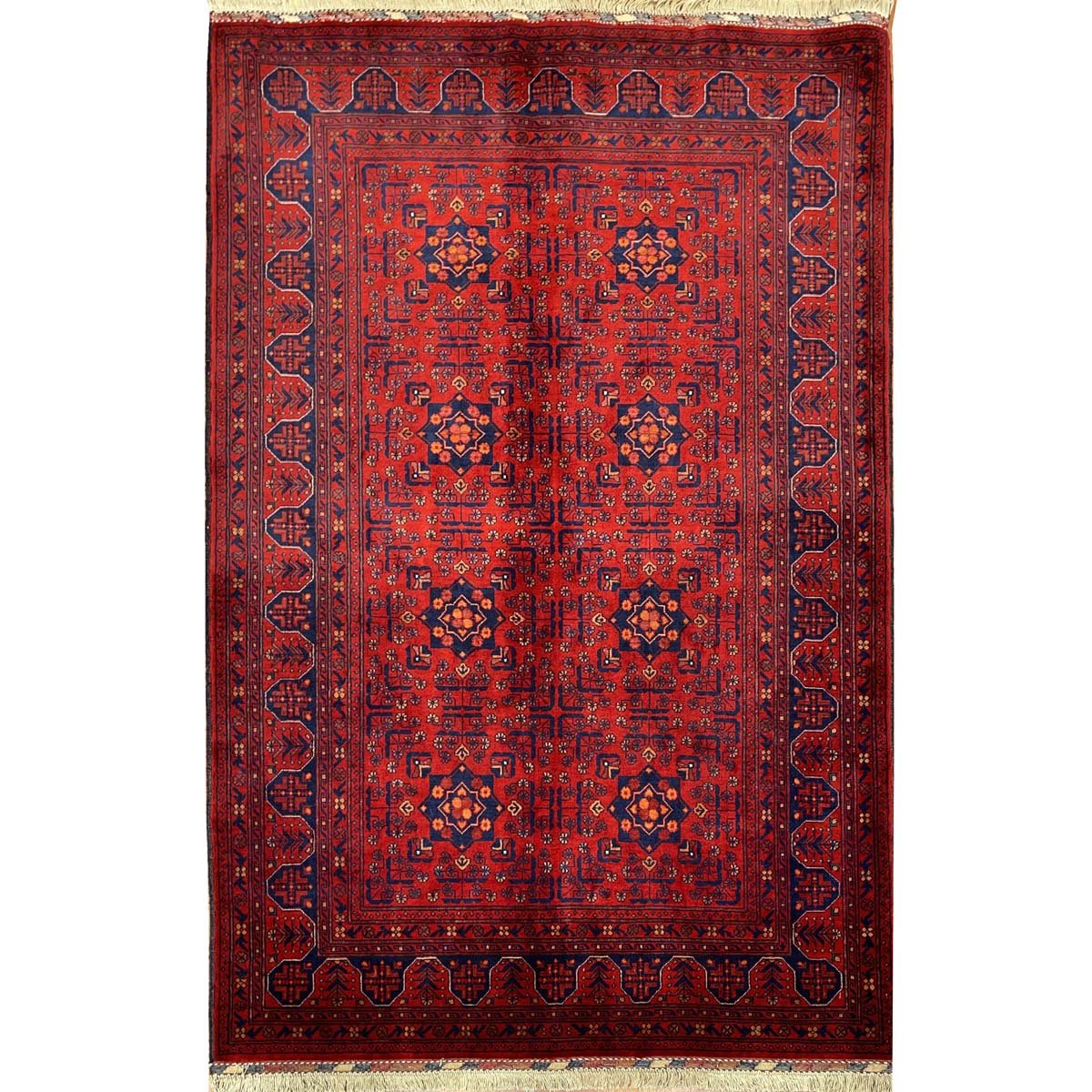Tapis afghan Bilicik en laine, tissé à la main et à mailles fines (120 x 185 cm)
