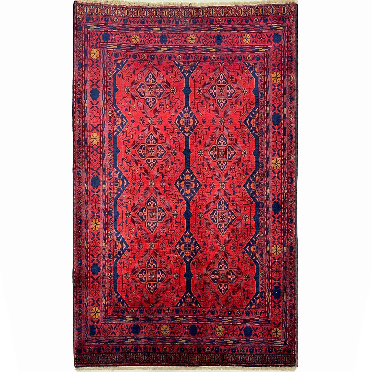 Hand-Woven Afghan Bilicik Finely Woven Wool Rug (100x145 cm)