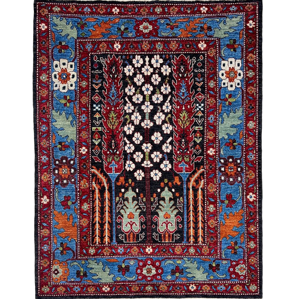 Hand-Woven Tree Motif Afghan Tribal Wool Rug (150x200 cm)