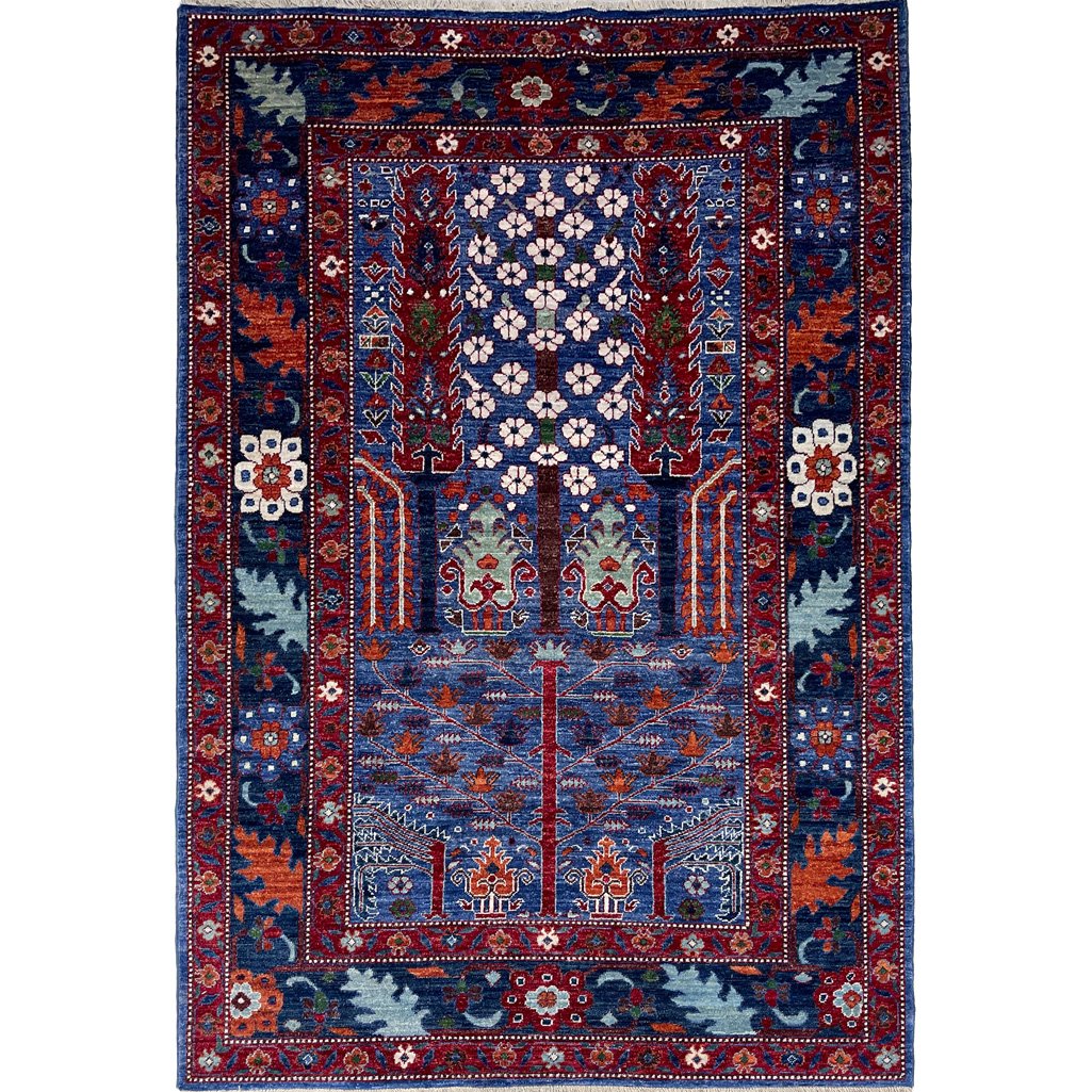 Hand-Woven Tree Motif Afghan Tribal Wool Rug (155x245 cm)