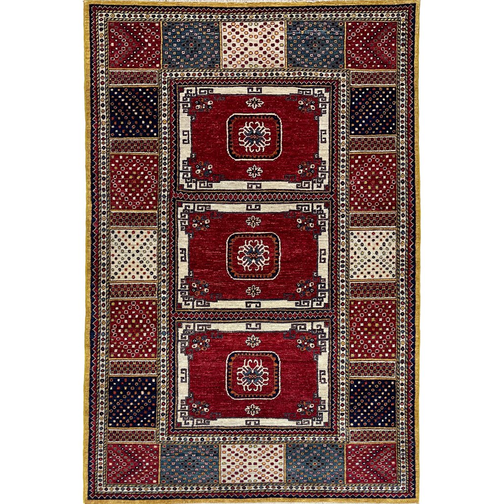 Hand-Woven Afghan Tribal Red Wool Rug (150x250 cm)