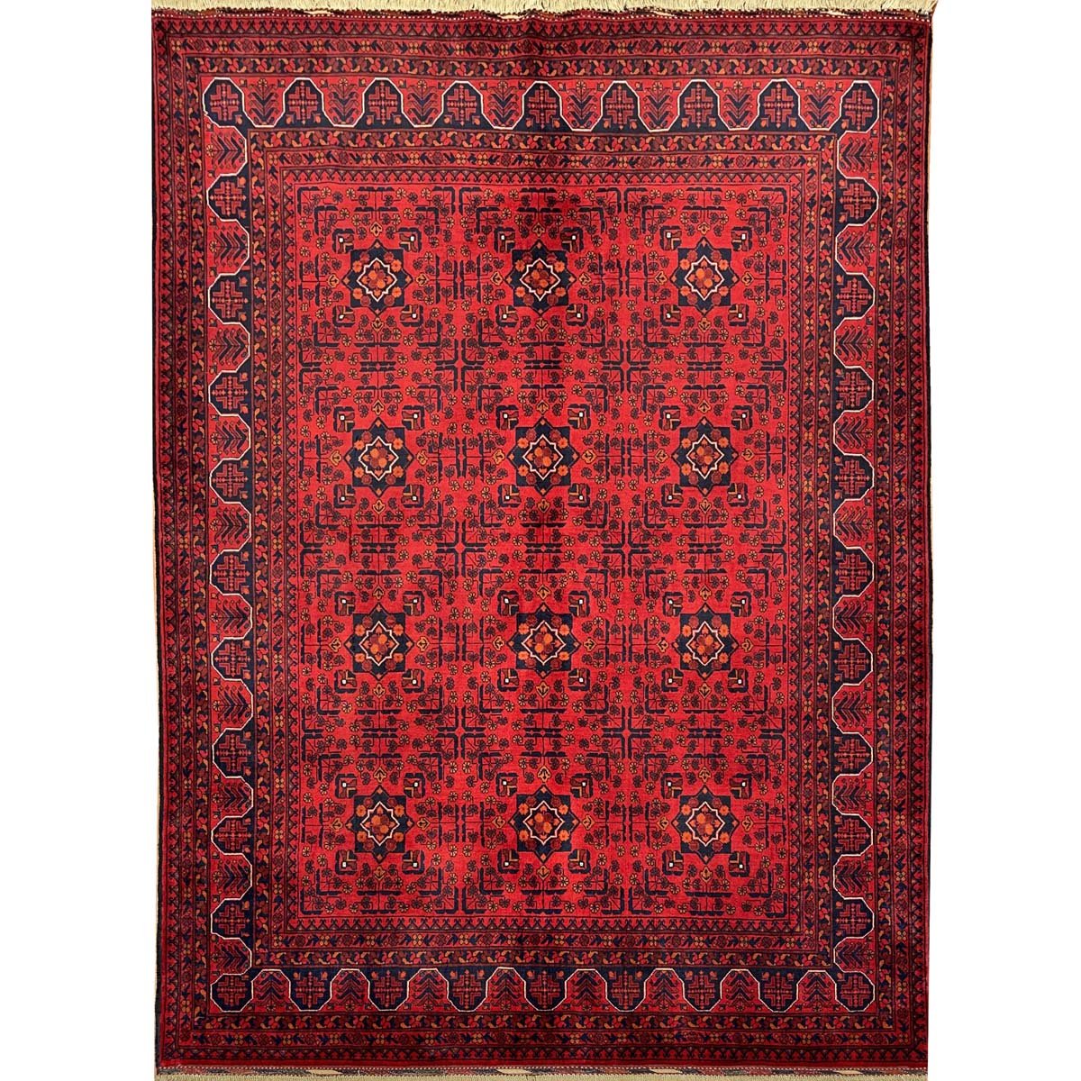 Tapis afghan Bilicik en laine, tissé à la main et à mailles fines (155 x 200 cm)