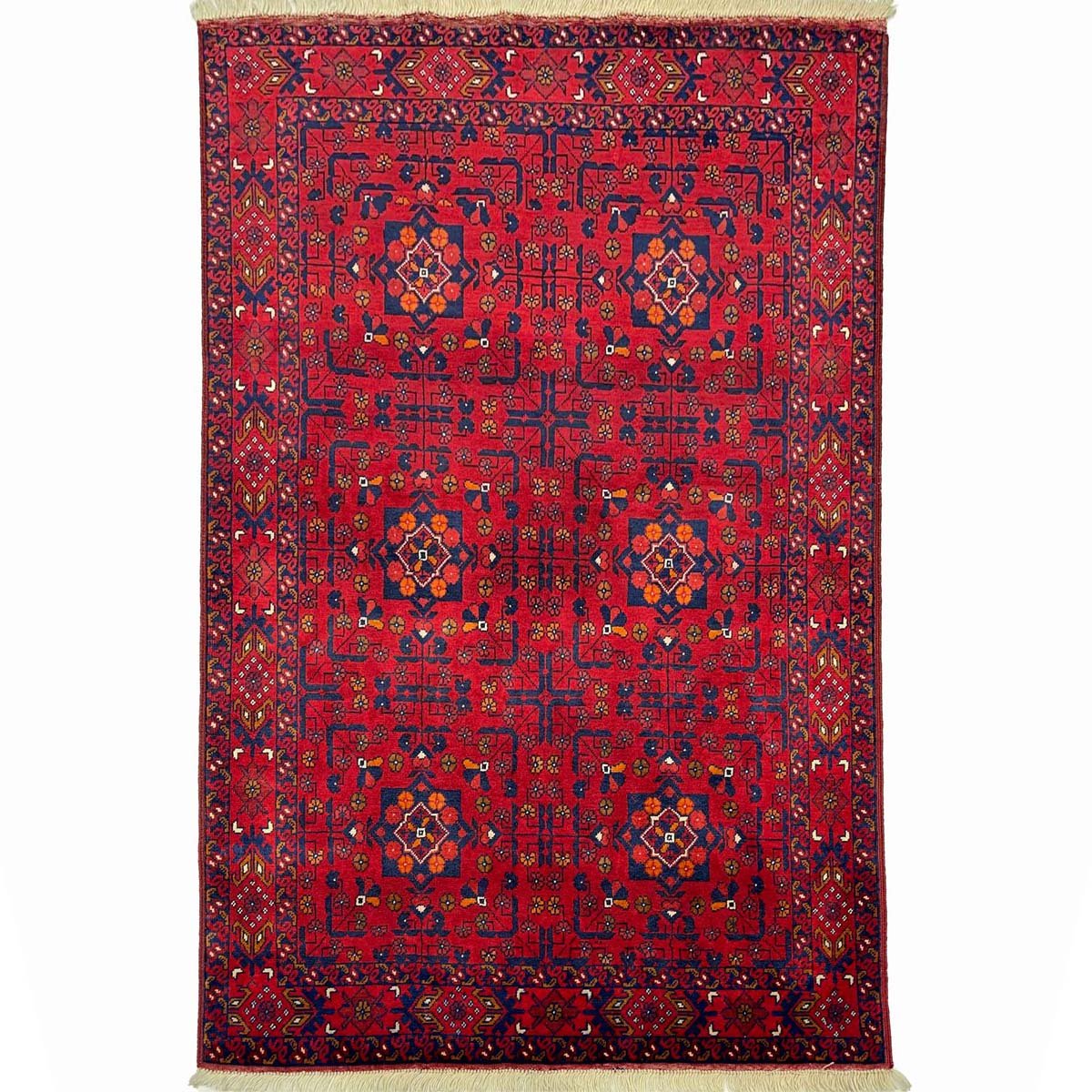 Tapis afghan Bilicik en laine, tissé à la main et à mailles fines (100 x 150 cm)