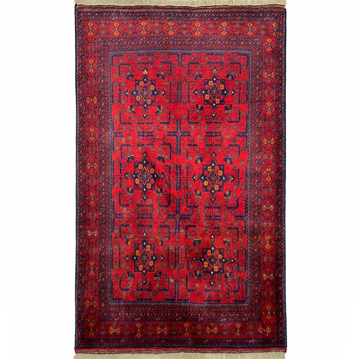 Tapis afghan Bilicik en laine finement tissé à la main (100 x 145 cm)
