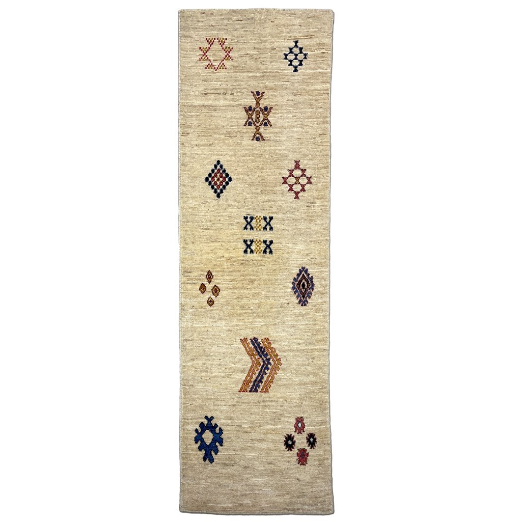 Hand-Woven Beige Modern Wool Runner Rug (60x180 cm)