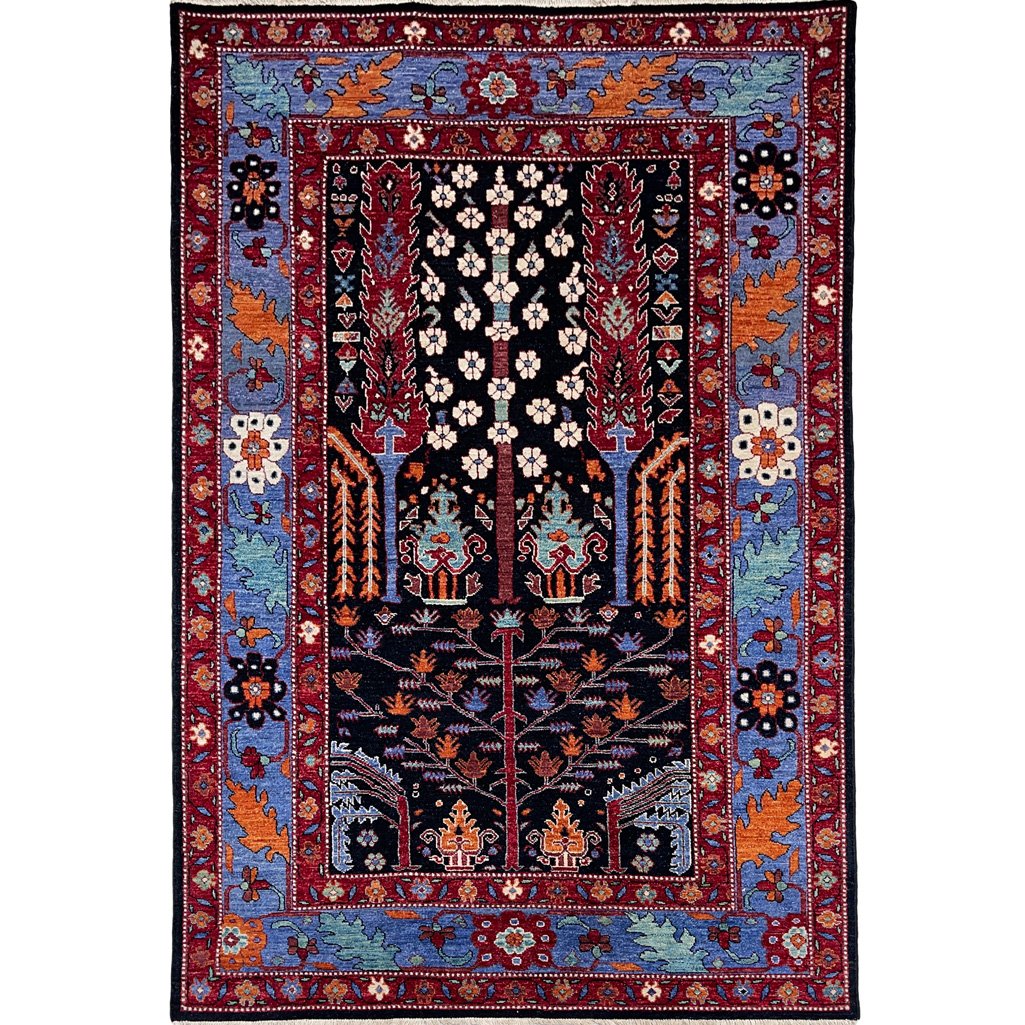 Hand-Woven Tree Motif Afghan Tribal Wool Rug (150x240 cm)