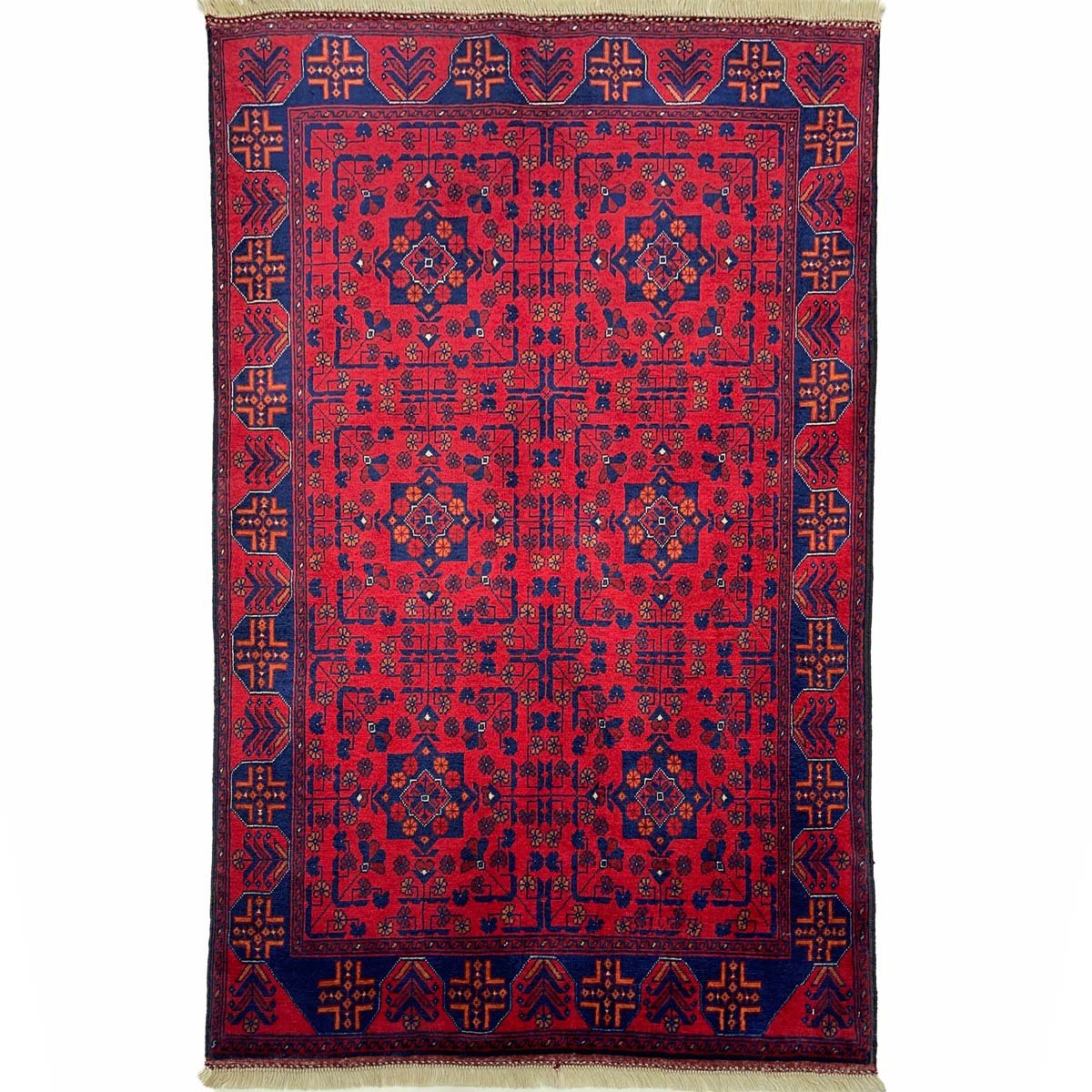 Hand-Woven Afghan Khal Mohammadi Bilicik Wool Rug (100x140 cm)