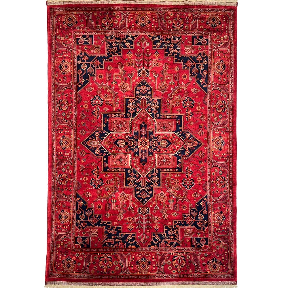Hand-Woven Medallion Afghan Khal Mohammadi Wool Rug (185x275 cm)