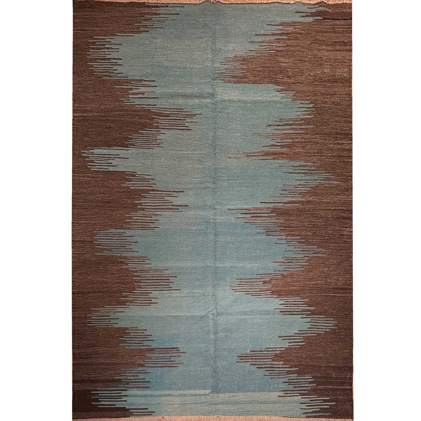 Hand-Woven Turquoise Modern Wool Kilim (200x295 cm)