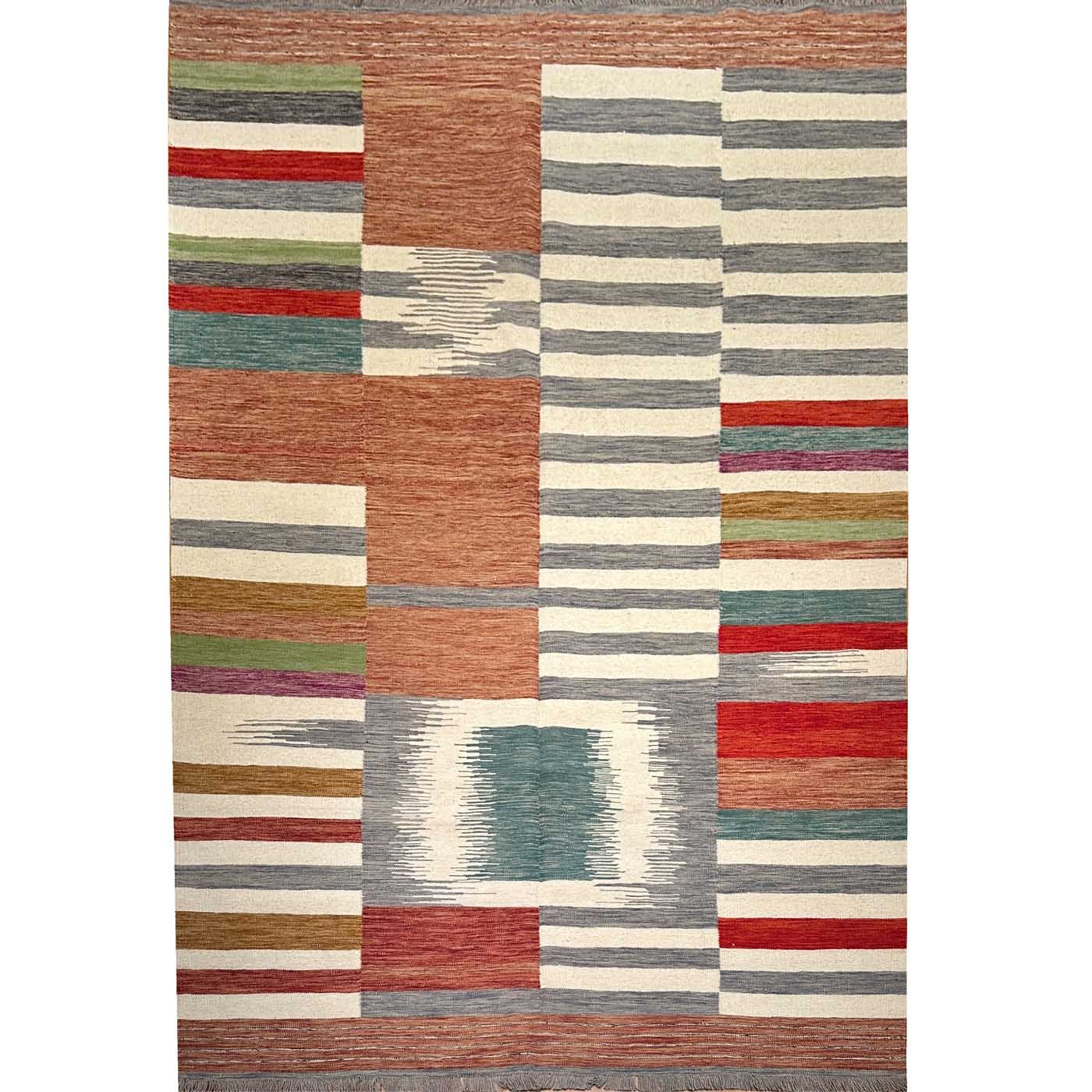 Kilim moderne en laine tissé à la main (205 x 305 cm)